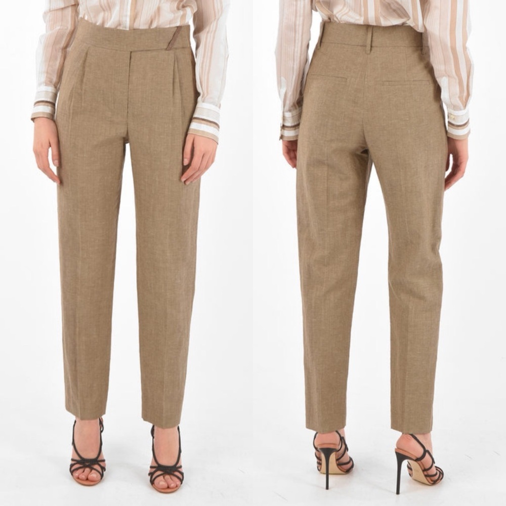 Brunello Cucinelli Women's Linen Wool Pants Trousers sz 10